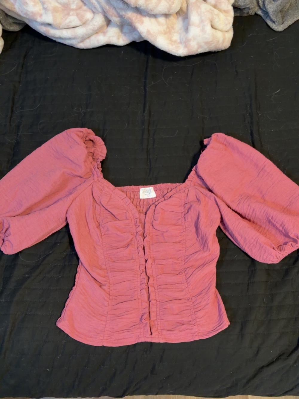 Marshalls Rose-Pink Ruffled Square Neck Blouse